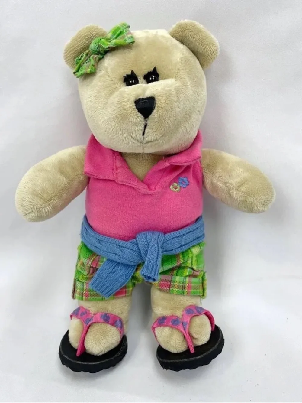 Starbucks Barista preppy Bear in Pink Shirt and Green Shorts sweater 2007 62th